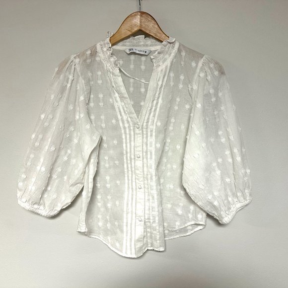 Zara Oyster Embroidered Blouse - Picture 2 of 10
